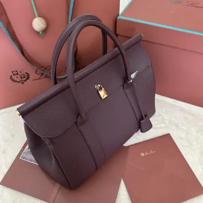 Replica Loro Piana Loom bag L32 Women Tote Azuki Beans Grained Calfskin #3348 - Image 9