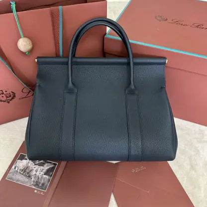 Replica Loro Piana Loom bag L32 Women Tote Navy Blue Grained Calfskin #3347 - Image 7