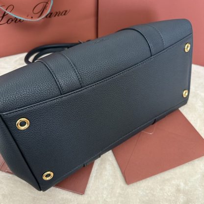 Replica Loro Piana Loom bag L32 Women Tote Navy Blue Grained Calfskin #3347 - Image 8