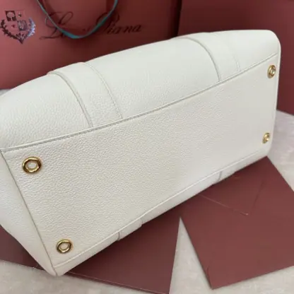 Replica Loro Piana Loom bag L32 Women Tote Whisper White Grained Calfskin #3352 - Image 5