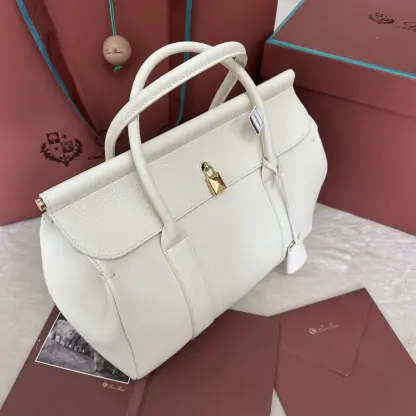 Replica Loro Piana Loom bag L32 Women Tote Whisper White Grained Calfskin #3352 - Image 8