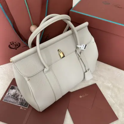 Replica Loro Piana Loom bag L32 Women Tote Light Travertine Grained Calfskin #3350 - Image 7