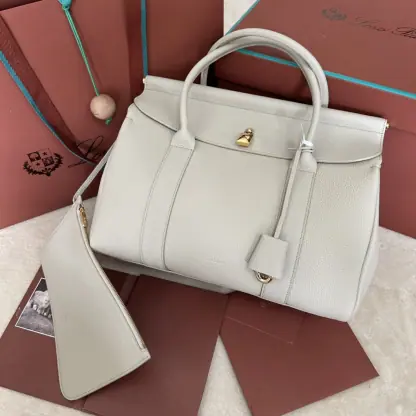 Replica Loro Piana Loom bag L32 Women Tote Light Travertine Grained Calfskin #3350 - Image 8
