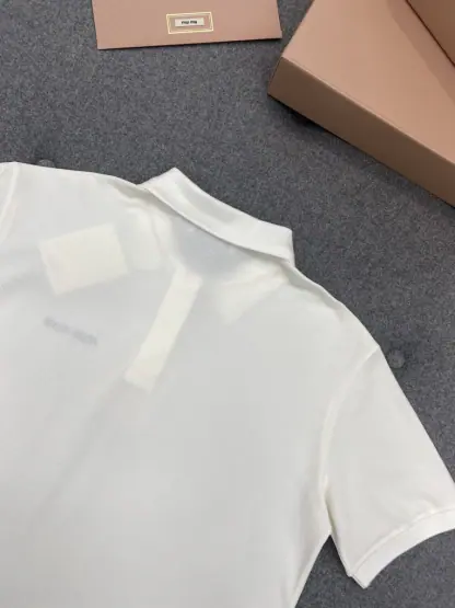 Replica Miu Miu Cotton piqué polo shirt white Women 2024 #3314 - Image 7