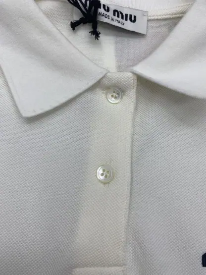 Replica Miu Miu Cotton piqué polo shirt white Women 2024 #3314 - Image 13