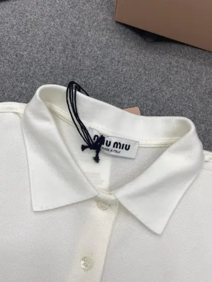 Replica Miu Miu Cotton piqué polo shirt white Women 2024 #3314 - Image 11