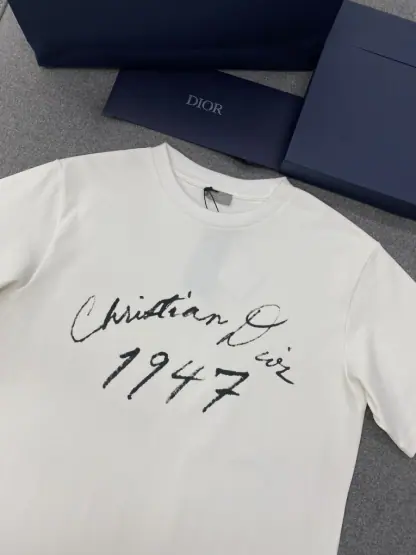 Replica Handwritten Christian Dior Relaxed-Fit T-Shirt White Cotton Jersey Men #3298 - Image 5