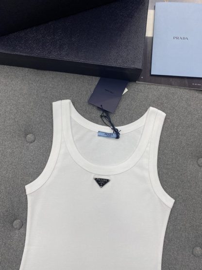 Replica Prada Ribbed knit jersey tank top Women 2024 #3306 - Image 14