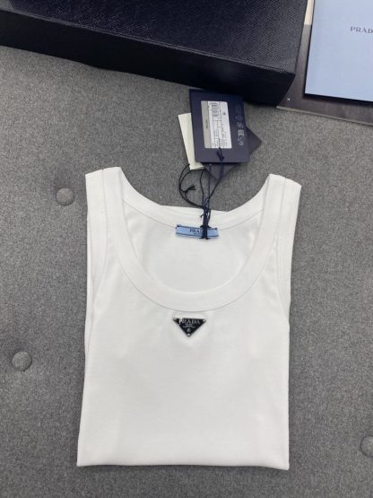 Replica Prada Ribbed knit jersey tank top Women 2024 #3306 - Image 11