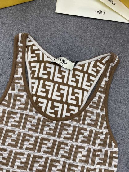 Replica Fendi Brown FF cotton top Women Vest 2024 #3303 - Image 14