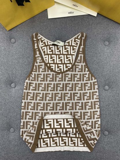 Replica Fendi Brown FF cotton top Women Vest 2024 #3303 - Image 16