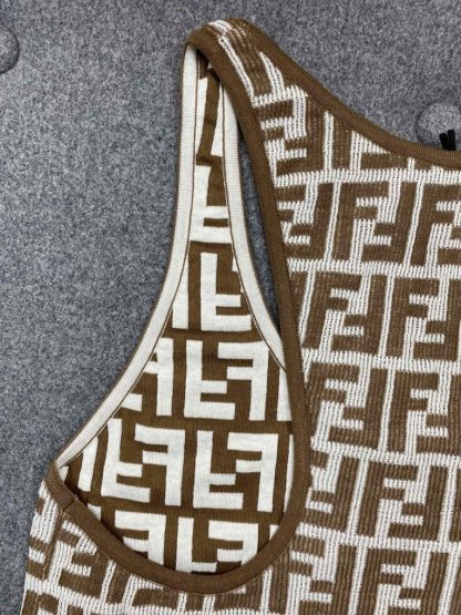Replica Fendi Brown FF cotton top Women Vest 2024 #3303 - Image 5