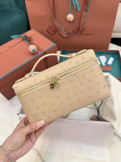 Replica Loro Piana Extra Pocket L19 Bag Ostrich Leather Golden Hardware #3024 - Image 2