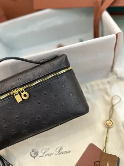 Replica Loro Piana Extra Pocket L19 Bag Ostrich Leather Golden hardware #3020 - Image 4