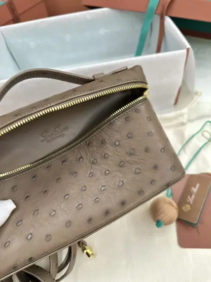Replica Loro Piana Extra Pocket L19 Bag Ostrich Leather Golden Hardware #3032 - Image 2