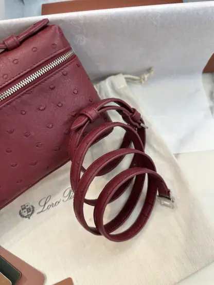 Replica Loro Piana Extra Pocket L19 Bag Ostrich Leather Sliver Hardware #3027 - Image 7