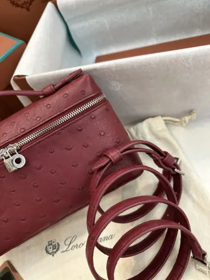 Replica Loro Piana Extra Pocket L19 Bag Ostrich Leather Sliver Hardware #3027 - Image 3