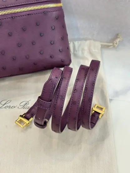 Replica Loro Piana Extra Pocket L19 Bag Ostrich Leather Golden Hardware #3031 - Image 8