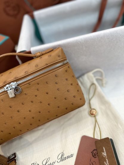 Replica Loro Piana Extra Pocket L19 Bag Ostrich Leather Sliver Hardware #3028 - Image 2