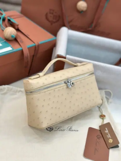 Replica Loro Piana Extra Pocket L19 Bag Ostrich Leather Sliver Hardware #3021 - Image 8