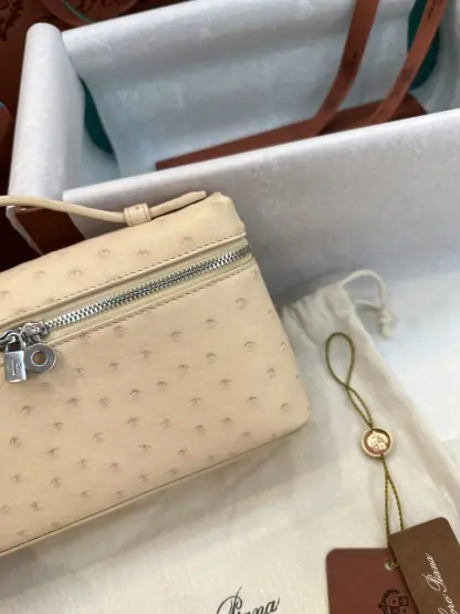 Replica Loro Piana Extra Pocket L19 Bag Ostrich Leather Sliver Hardware #3021 - Image 9