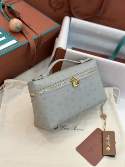 Replica Loro Piana Extra Pocket L19 Bag Ostrich Leather Golden Hardware #3030 - Image 4