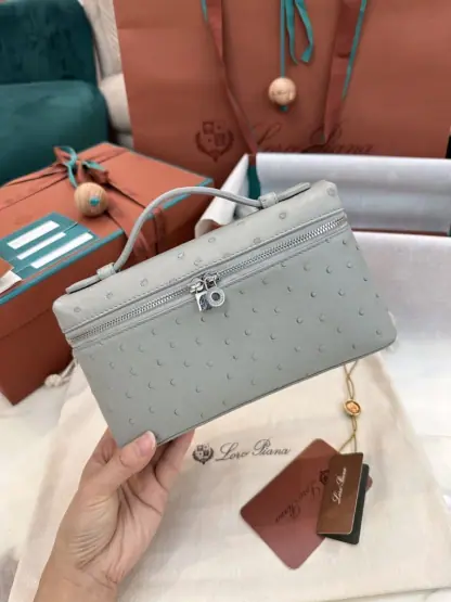 Replica Loro Piana Extra Pocket L19 Bag Ostrich Leather Sliver Hardware #3029 - Image 6