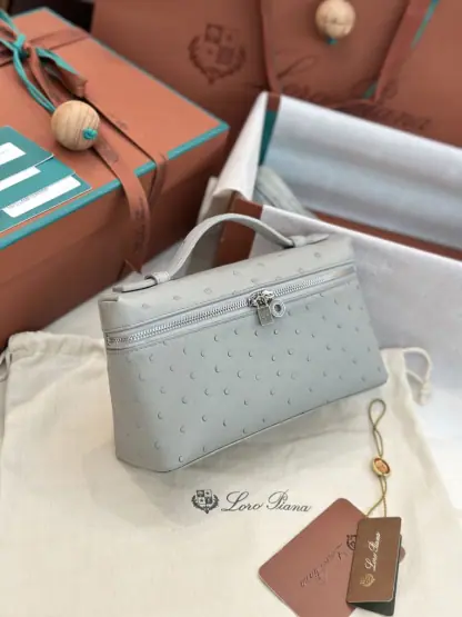 Replica Loro Piana Extra Pocket L19 Bag Ostrich Leather Sliver Hardware #3029 - Image 2
