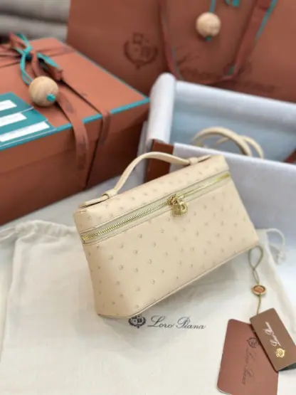 Replica Loro Piana Extra Pocket L19 Bag Ostrich Leather Golden Hardware #3024 - Image 9