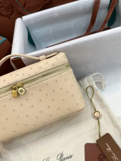 Replica Loro Piana Extra Pocket L19 Bag Ostrich Leather Golden Hardware #3024 - Image 5