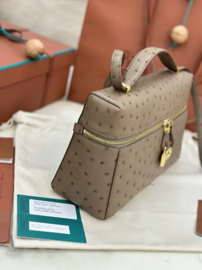Replica Loro Piana Extra Bag L27 Ostrich Leather #3079 - Image 3