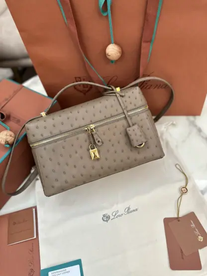 Replica Loro Piana Extra Bag L27 Ostrich Leather #3079 - Image 9