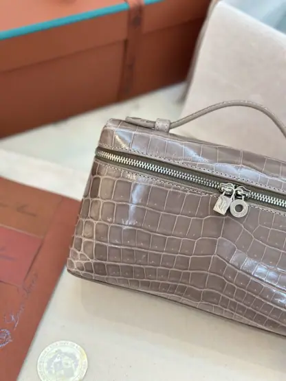 Replica Loro Piana Extra Pocket L19 Alligator Leather Bag Sliver #3055 - Image 8