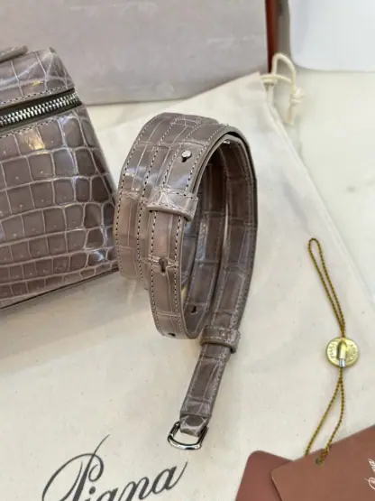 Replica Loro Piana Extra Pocket L19 Alligator Leather Bag Sliver #3055 - Image 9