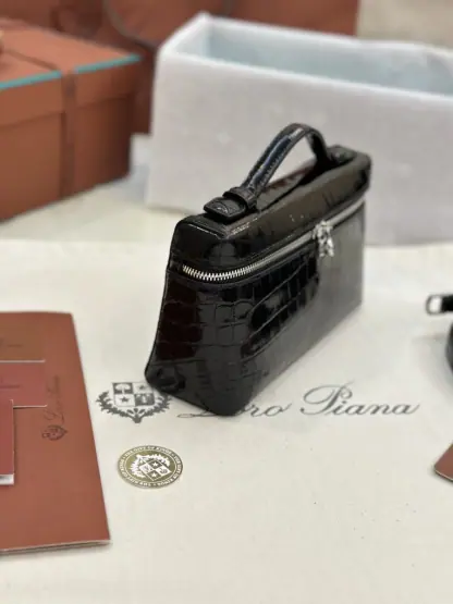 Replica Loro Piana Extra Pocket L19 Alligator Leather Bag Sliver #3053 - Image 8