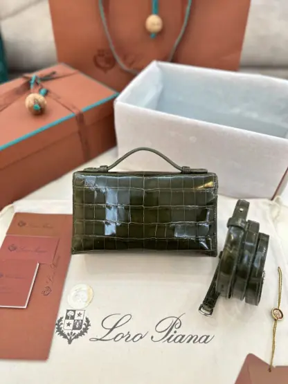Replica Loro Piana Extra Pocket L19 Alligator Leather Bag Sliver #3056 - Image 2