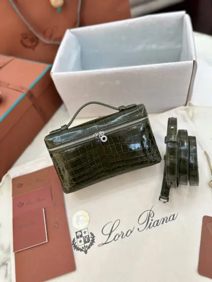 Replica Loro Piana Extra Pocket L19 Alligator Leather Bag Sliver #3056 - Image 7