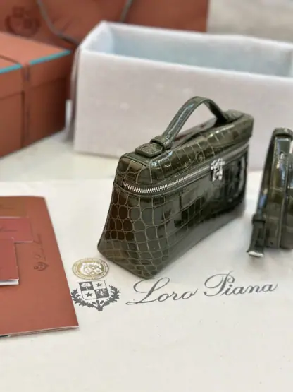 Replica Loro Piana Extra Pocket L19 Alligator Leather Bag Sliver #3056 - Image 5