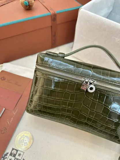 Replica Loro Piana Extra Pocket L19 Alligator Leather Bag Sliver #3056 - Image 8