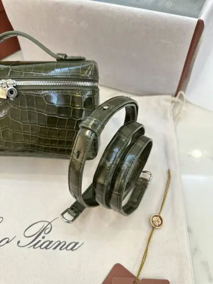 Replica Loro Piana Extra Pocket L19 Alligator Leather Bag Sliver #3056 - Image 9