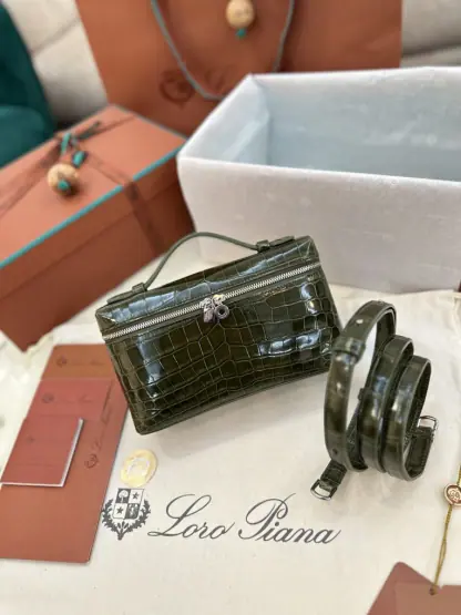 Replica Loro Piana Extra Pocket L19 Alligator Leather Bag Sliver #3056 - Image 6