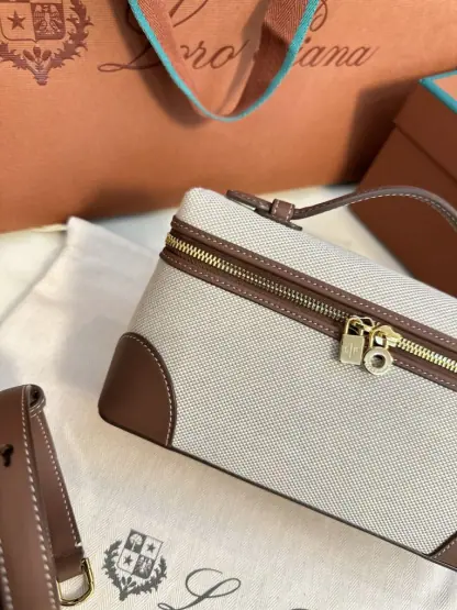 Replica Loro Piana Extra Poket L19 Cotton & Leather Bags #3002 - Image 4