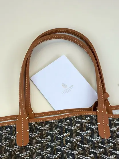 Replica Goyard Saint Louis PM Bag Tote Bags Black & Tan #3359 - Image 3