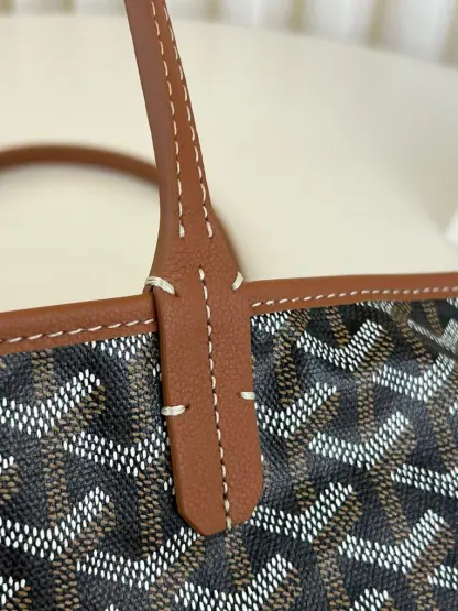 Replica Goyard Saint Louis PM Bag Tote Bags Black & Tan #3359 - Image 8