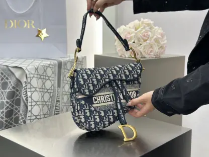 Replica Saddle Bag Blue Dior Oblique Embroidery #3257 - Image 13