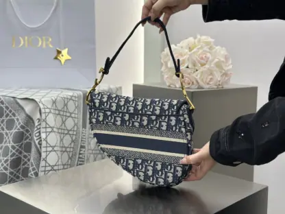 Replica Saddle Bag Blue Dior Oblique Embroidery #3257 - Image 14