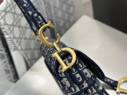 Replica Saddle Bag Blue Dior Oblique Embroidery #3257 - Image 16