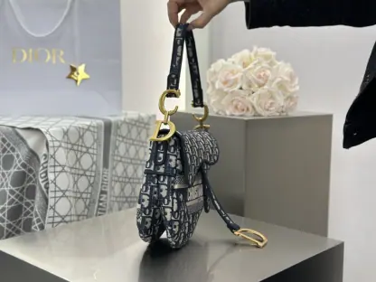 Replica Saddle Bag Blue Dior Oblique Embroidery #3257 - Image 17