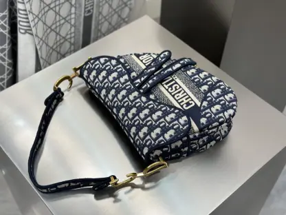 Replica Saddle Bag Blue Dior Oblique Embroidery #3257 - Image 18