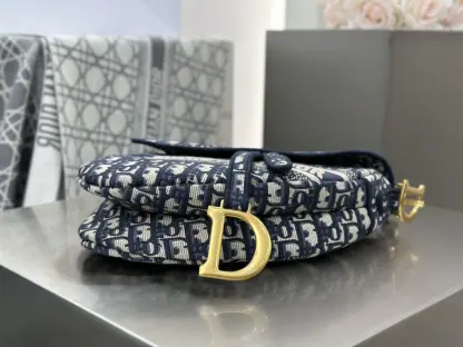 Replica Saddle Bag Blue Dior Oblique Embroidery #3257 - Image 5